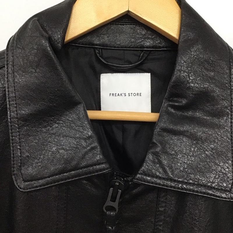 フリークスストア FREAK S STORE ジャケット、上着 ジャケット、ブレザー ジップアップジャケット アウター フェイクレザージャケット L 無地 黒 / ブラック /  メンズ USED 古着 中古 10140993