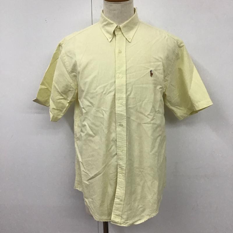 ポロバイラルフローレン Polo by RALPH LAUREN シャツ、ブラウス 半袖 半袖シャツ カラーシャツ 半袖カットソー ボタンダウンシャツ L ロゴ、文字 黄 / イエロー /  メンズ USED 古着 中古 10117957