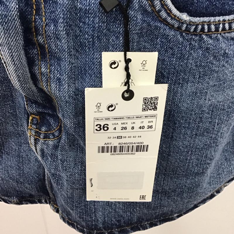 ザラ ZARA パンツ ショートパンツ 8246 054 400 デニム ミニスカート風 タグ付き 36 無地 青 / ブルー /  レディース USED 古着 中古 10112618