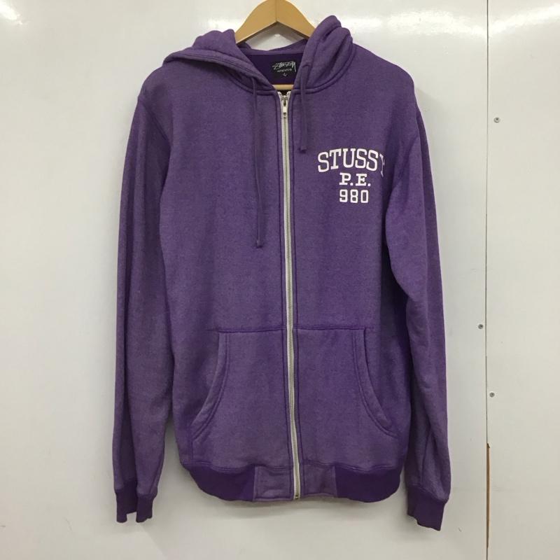 ステューシー STUSSY パーカー 長袖 ジップアップパーカー 長袖パーカー カジュアルジャケット L ロゴ、文字 紫 / パープル /  メンズ USED 古着 中古 10140303