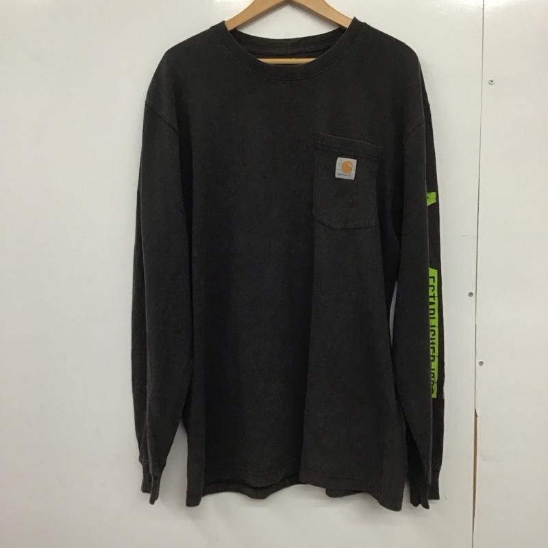 カーハート Carhartt カットソー 長袖 長袖カットソー プリントカットソー クルーネック M ロゴ、文字 ダークグレー / ダークグレー /  メンズ USED 古着 中古 10146180