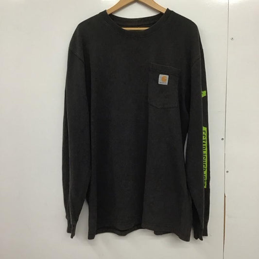 カーハート Carhartt カットソー 長袖 長袖カットソー プリントカットソー クルーネック M ロゴ、文字 ダークグレー / ダークグレー /  メンズ USED 古着 中古 10146180