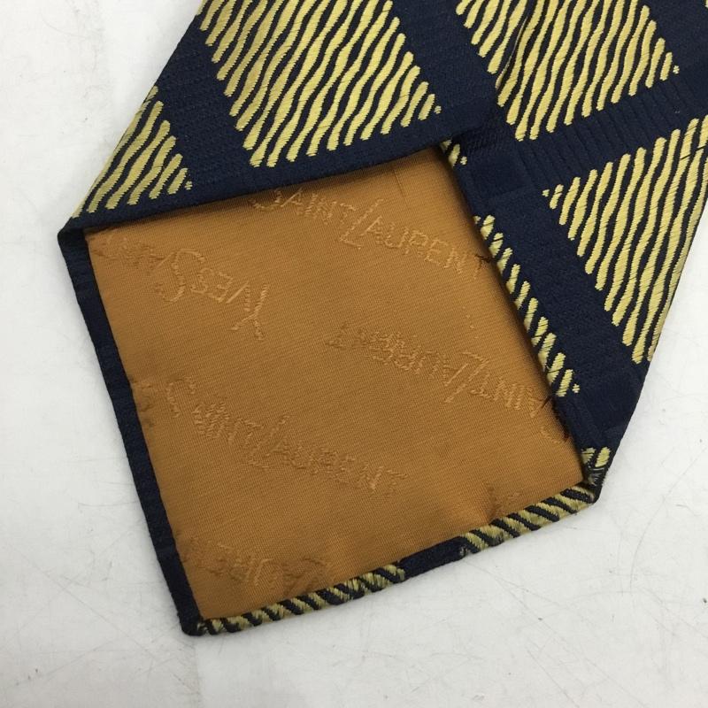 イヴサンローラン Yves Saint Laurent ネクタイ ネクタイ 総柄 紺 / ネイビー / X 金 / ゴールド /  メンズ USED 古着 中古 10150226