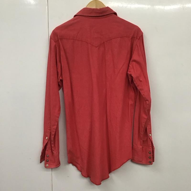 ラングラー Wrangler シャツ、ブラウス 長袖 長袖シャツ 無地シャツ カラーシャツ ウエスタンシャツ ロゴ、文字 赤 / レッド /  メンズ USED 古着 中古 10130753