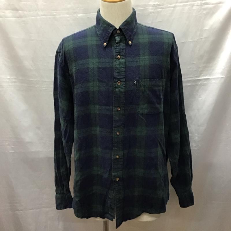 ブルックスブラザーズ BROOKS BROTHERS シャツ、ブラウス 長袖 ボタンダウン コットン M チェック 紺 / ネイビー / X カーキ / カーキ /  メンズ USED 古着 中古 10118384