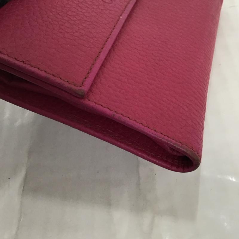 グッチ GUCCI 財布 二つ折り 346057 525040 レザー ロゴ、文字 桃 / ピンク /  レディース USED 古着 中古 10122586