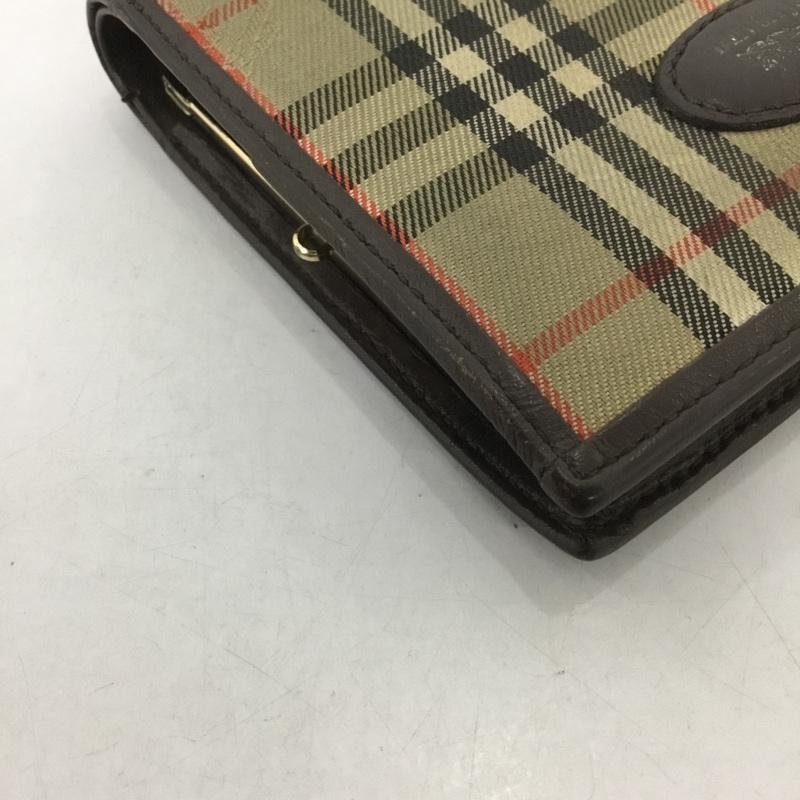 バーバリーズ BURBERRYS 財布 二つ折り がま口 ノバチェック チェック 茶 / ブラウン / X ベージュ / ベージュ / X 黒 / ブラック / X 赤 / レッド / X 白 / ホワイト /  レディース USED 古着 中古 10124409