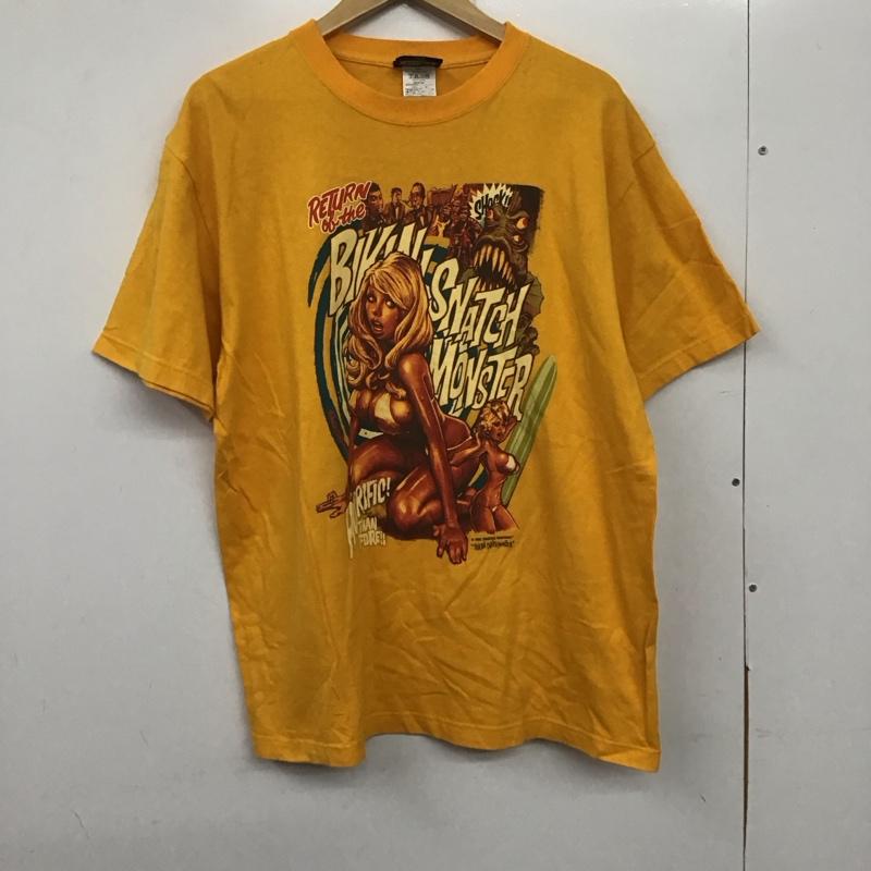 エロスティカ EROSTiKA Tシャツ 半袖 半袖カットソー プリントTシャツ クルーネックカットソー ビキニモンスターの逆襲 XL プリント 黄 / イエロー /  メンズ USED 古着 中古 10134620