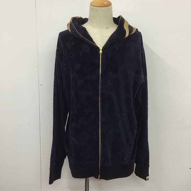 アベイシングエイプ A BATHING APE パーカー 長袖 001ZPD801018X シャーク フルジップ パイル 総柄 紺 / ネイビー /  メンズ USED 古着 中古 10107423