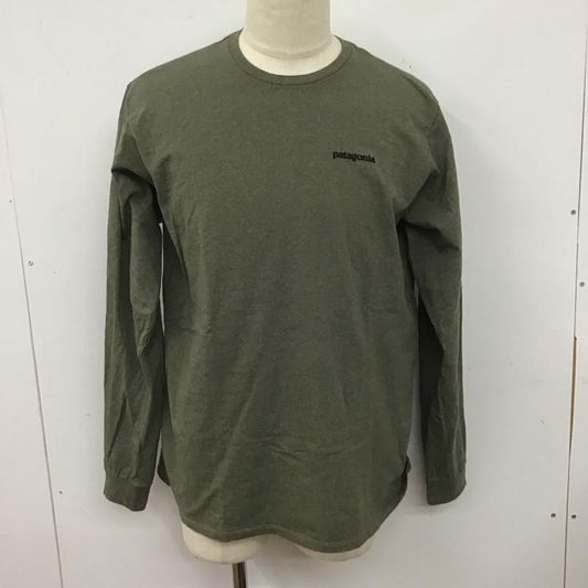 パタゴニア patagonia カットソー 長袖 37574 ロングスリーブホームウォータートラウトレスポンシビリティー プリントTシャツ L ロゴ、文字 カーキ / カーキ /  メンズ USED 古着 中古 10126743