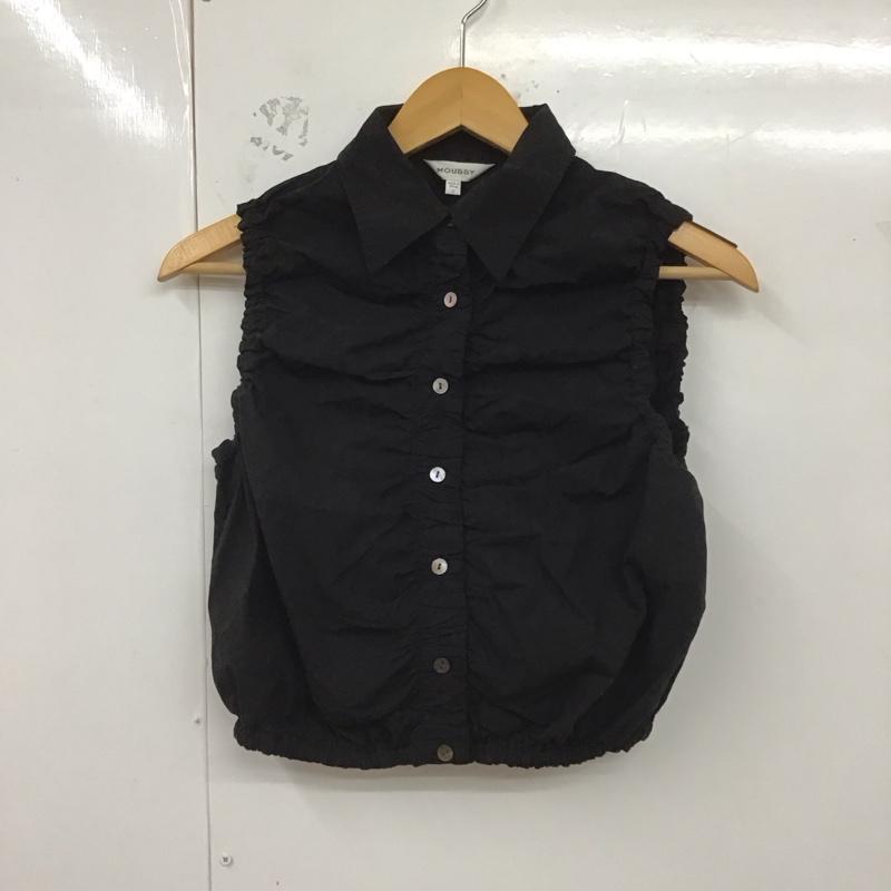 マウジー MOUSSY シャツ、ブラウス 半袖 010HS230-0881 GATHER SLEEVELESS 1 無地 黒 / ブラック /  レディース USED 古着 中古 10129234