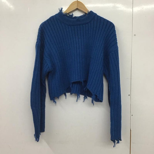 エモダ EMODA ニット、セーター 長袖 042262601801-01 カーブスリーブクラッシュニット FREE 無地 青 / ブルー /  レディース USED 古着 中古 10146763