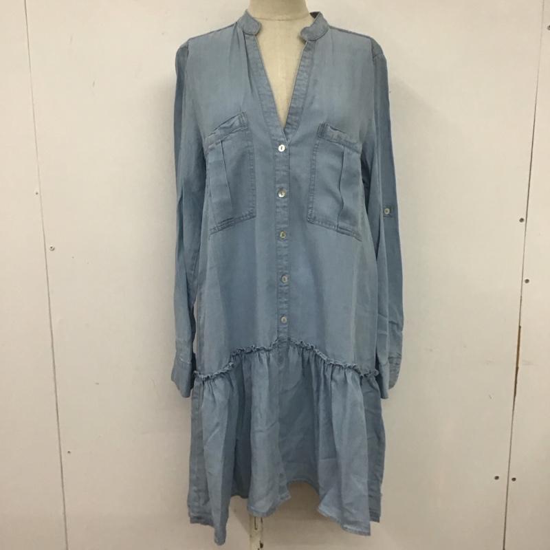 ザラ ZARA ワンピース ひざ丈スカート S 無地 水色 / ライトブルー /  レディース USED 古着 中古 10107261