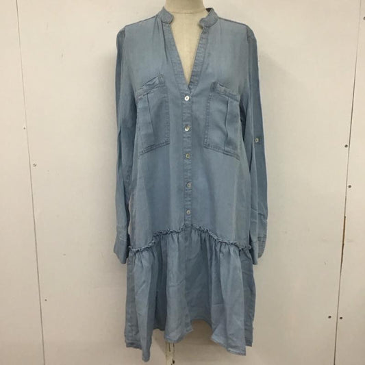 ザラ ZARA ワンピース ひざ丈スカート S 無地 水色 / ライトブルー /  レディース USED 古着 中古 10107261