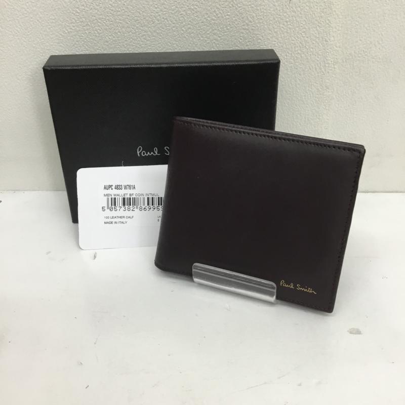 ポールスミス Paul Smith 財布 二つ折り ボーダー柄 ダークブラウン / ダークブラウン /  メンズ USED 古着 中古 10106165