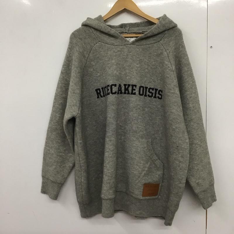 ライスケーキ・オイシス RICECAKE OISIS パーカー 長袖 ニット プルオーバー フーディ XXL ロゴ、文字 灰 / グレー /  レディース USED 古着 中古 10133384
