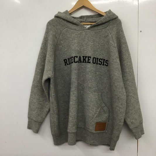 ライスケーキ・オイシス RICECAKE OISIS パーカー 長袖 ニット プルオーバー フーディ XXL ロゴ、文字 灰 / グレー /  レディース USED 古着 中古 10133384