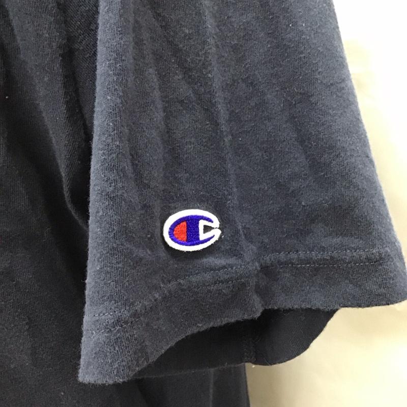 チャンピオン Champion Tシャツ 半袖 C3-P300 ショートスリーブTシャツ クルーネックカットソー XL ロゴ、文字 紺 / ネイビー /  メンズ USED 古着 中古 10116900