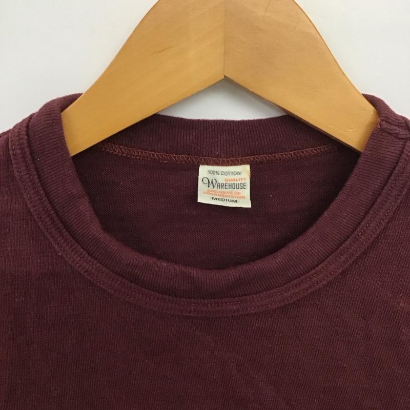 ウエアハウス WAREHOUSE Tシャツ 半袖 半袖カットソー 無地Tシャツ クルーネックカットソー M 無地 えんじ / ワインレッド /  メンズ USED 古着 中古 10148716