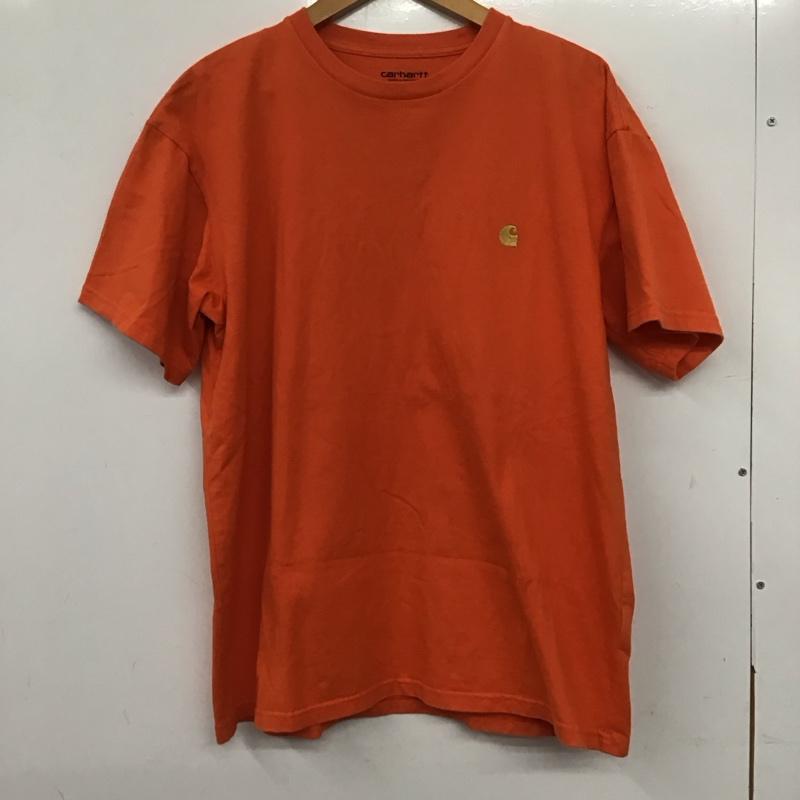 カーハート Carhartt Tシャツ 半袖 半袖カットソー プリントTシャツ クルーネックカットソー M ロゴ、文字 橙 / オレンジ /  メンズ USED 古着 中古 10140313