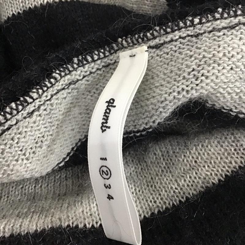 グラム glamb ニット、セーター 長袖 長袖ニットカットソー クルーネックカットソー セーター ボーダーニットカットソー 2 ボーダー柄 黒 / ブラック / X 灰 / グレー /  メンズ USED 古着 中古 10111106