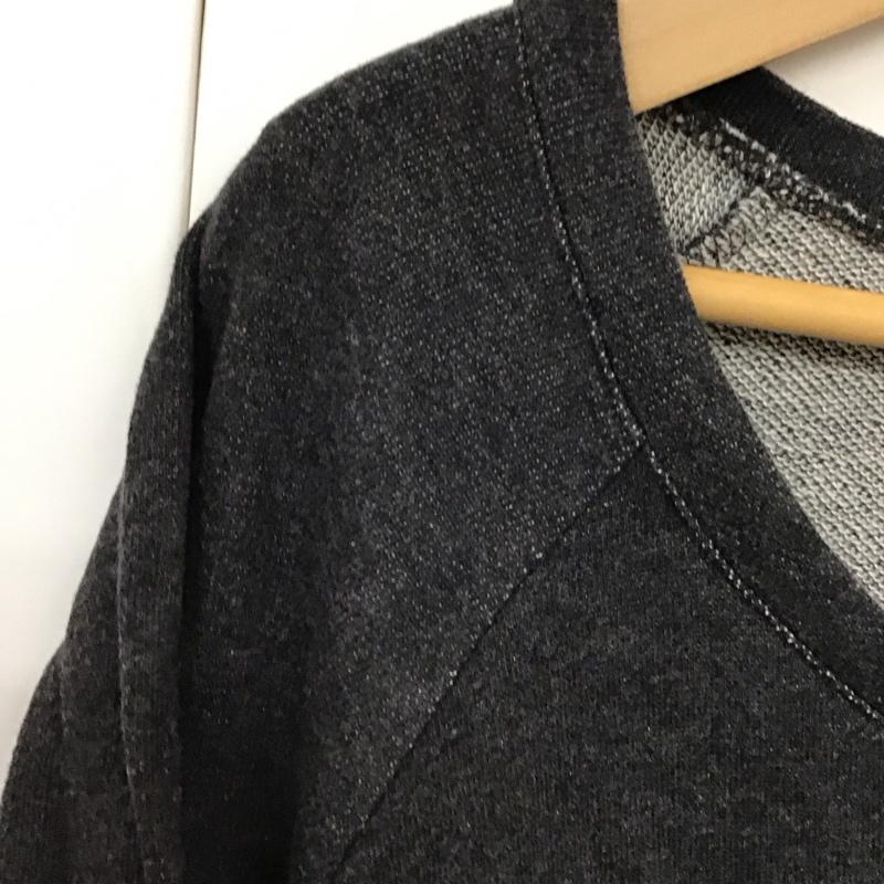 イッカ ikka ワンピース ひざ丈スカート 七分袖 スウェット切替 L 無地 黒 / ブラック /  レディース USED 古着 中古 10119256