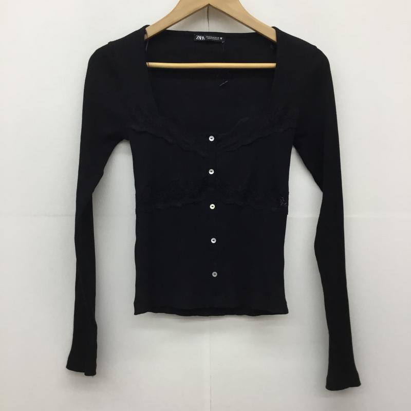 ザラ ZARA カットソー 長袖 M レース柄 黒 / ブラック /  レディース USED 古着 中古 10149770