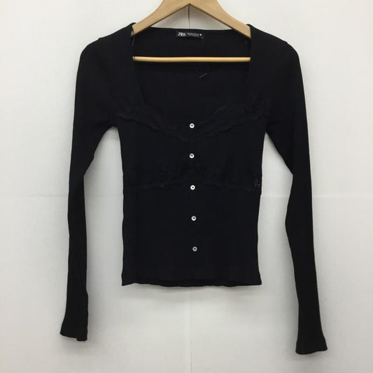 ザラ ZARA カットソー 長袖 M レース柄 黒 / ブラック /  レディース USED 古着 中古 10149770