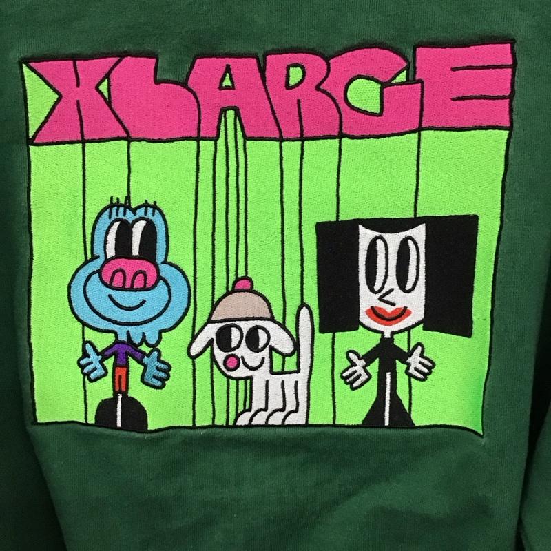 エクストララージ XLARGE トレーナー 長袖 長袖トレーナー スウェット クルーネック プルオーバー L ロゴ、文字 緑 / グリーン /  メンズ USED 古着 中古 10129032