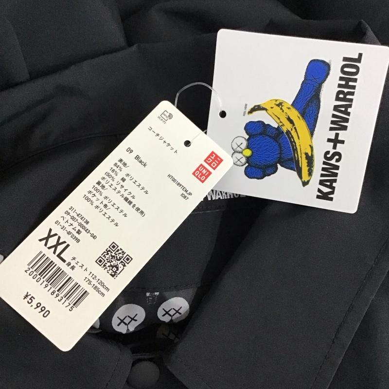 ユニクロ UNIQLO ジャケット、上着 ジャケット、ブレザー 311-474138 カウズ ウォーホル コーチジャケット KAWS WARHOL タグ付き XXL プリント 黒 / ブラック /  メンズ USED 古着 中古 10121307