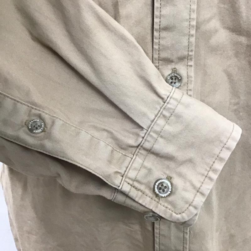 エディーバウアー Eddie Bauer シャツ、ブラウス 長袖 長袖シャツ カラーシャツ ポケットシャツ 長袖カットソー ボタンダウンシャツ M 無地 ベージュ / ベージュ /  メンズ USED 古着 中古 10122797