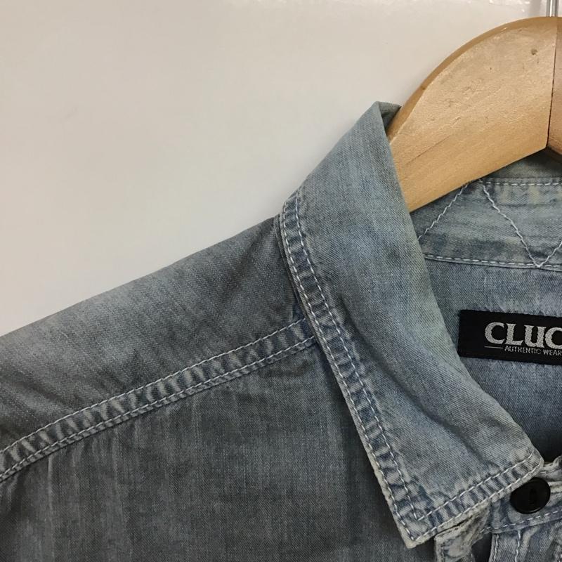クラクト CLUCT シャツ、ブラウス 長袖 長袖デニムシャツ カラーシャツ 長袖シャツ L ダメージ加工 インディゴ / インディゴ /  メンズ USED 古着 中古 10140726
