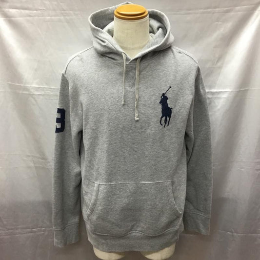 ポロラルフローレン POLO RALPH LAUREN パーカー 長袖 長袖パーカー フード付きパーカー プリントスウェット トレーナー L ロゴ、文字 灰 / グレー /  メンズ USED 古着 中古 10112313