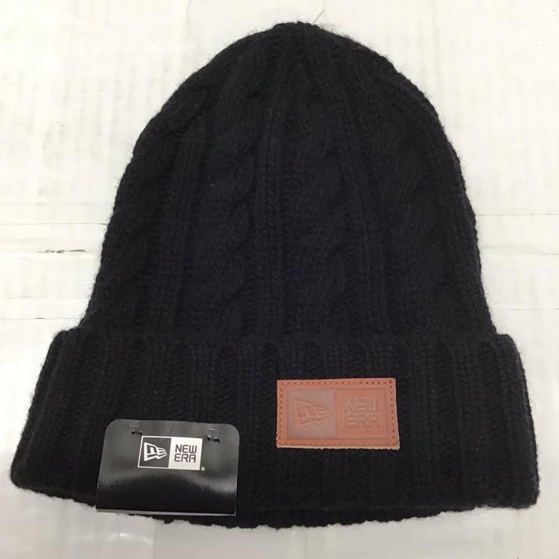ニューエラ NEW ERA 帽子 ニット帽 13327792 ローゲージ カフニット レザーパッチ ロゴ、文字 黒 / ブラック /  メンズ USED 古着 中古 10115675
