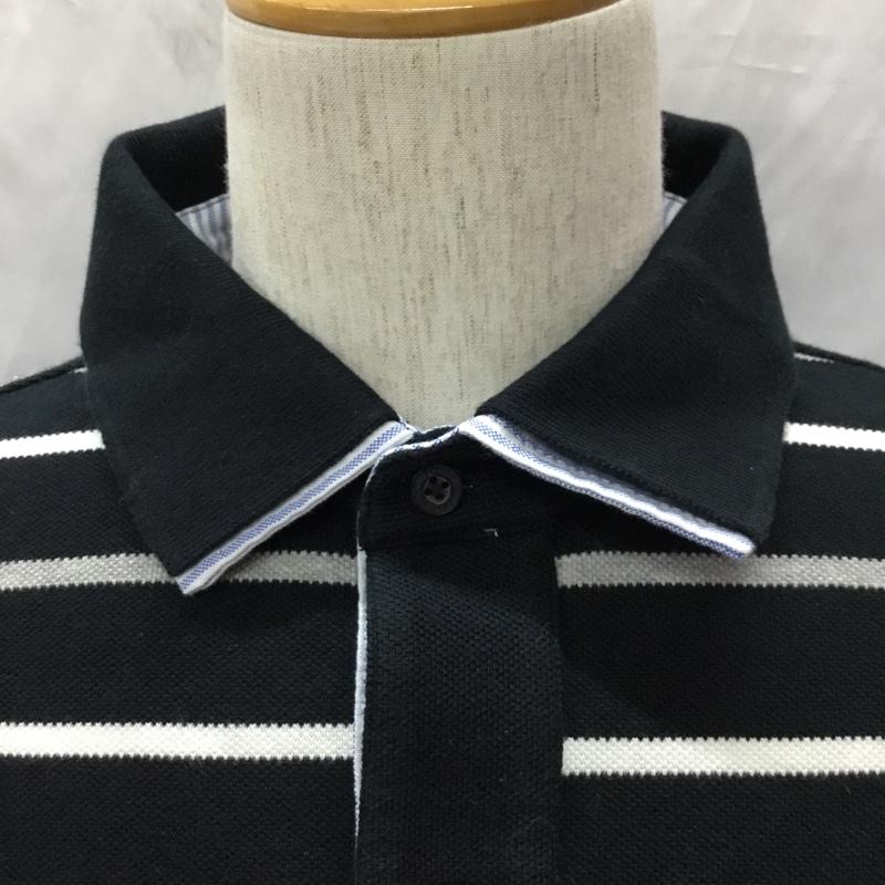 トミーヒルフィガー TOMMY HILFIGER ポロシャツ 半袖 L ロゴ、文字 X ボーダー柄 黒 / ブラック / X 白 / ホワイト /  メンズ USED 古着 中古 10112779
