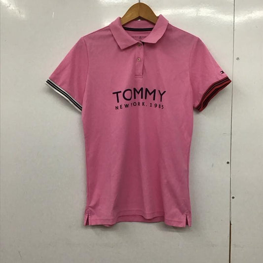 トミーヒルフィガー TOMMY HILFIGER ポロシャツ 半袖 半袖ポロシャツ カラーシャツ 半袖カットソー LL ロゴ、文字 桃 / ピンク /  レディース USED 古着 中古 10147631