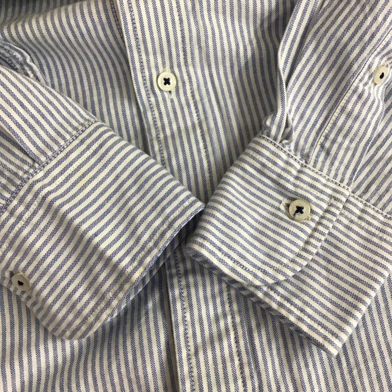 ニューヨーカー NEWYORKER シャツ、ブラウス 長袖 ボタンダウン コットン M ストライプ 白 / ホワイト / X 水色 / ライトブルー /  メンズ USED 古着 中古 10116829