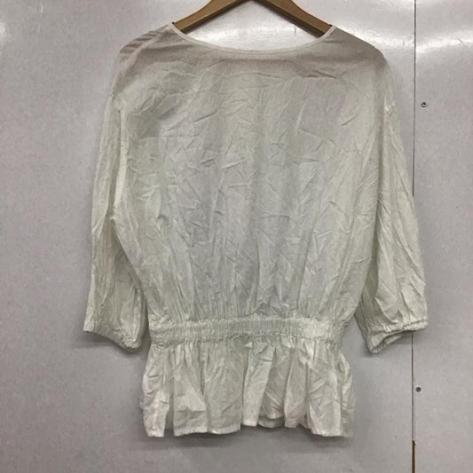 ニコアンド niko and... カットソー 七分袖 TR83DB02TO ギャザープルオーバー M 無地 白 / ホワイト /  レディース USED 古着 中古 10144123