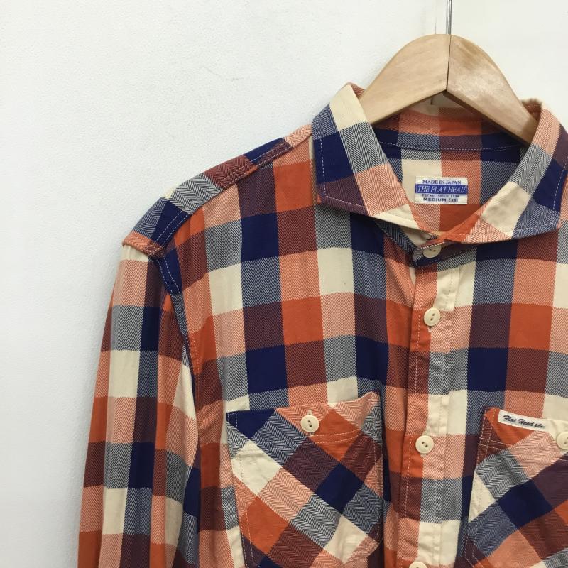 フラットヘッド The Flat Head シャツ、ブラウス 長袖 THE FLAT HEAD 長袖シャツ M チェック 橙 / オレンジ / X 青 / ブルー /  メンズ USED 古着 中古 10129220