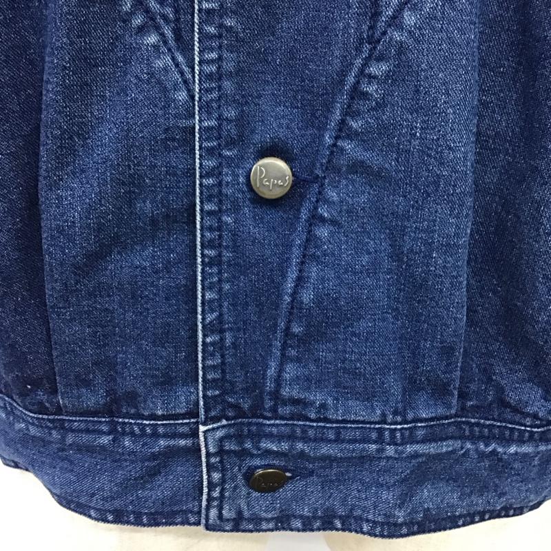 パパス PAPAS ジャケット、上着 ジャケット、ブレザー デニムジャケット カラージャケット 長袖ジャケット ブルゾン L 無地 インディゴ / インディゴ /  メンズ USED 古着 中古 10116531
