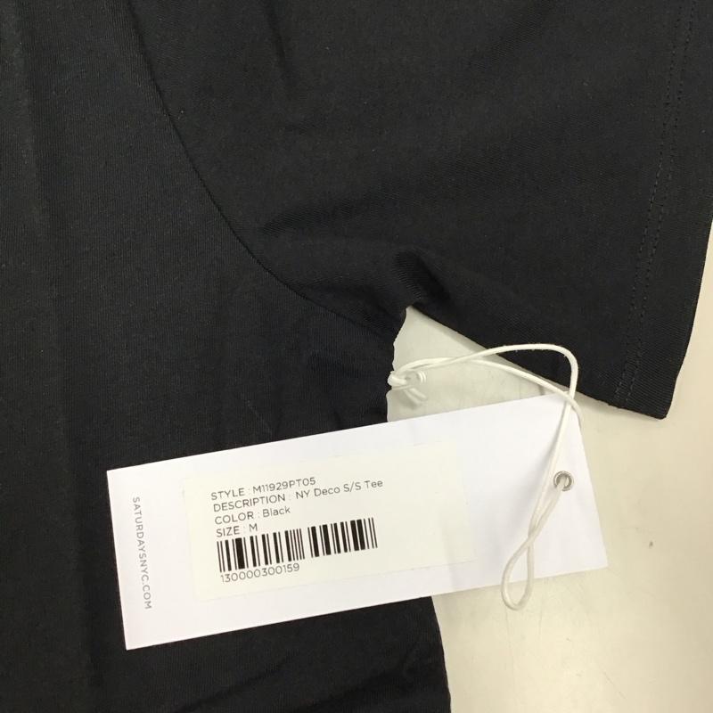 サタデーズサーフニューヨークシティー SATURDAYS SURF NYC Tシャツ 半袖 半袖カットソー プリントTシャツ クルーネックカットソー M ロゴ、文字 黒 / ブラック /  メンズ USED 古着 中古 10114117