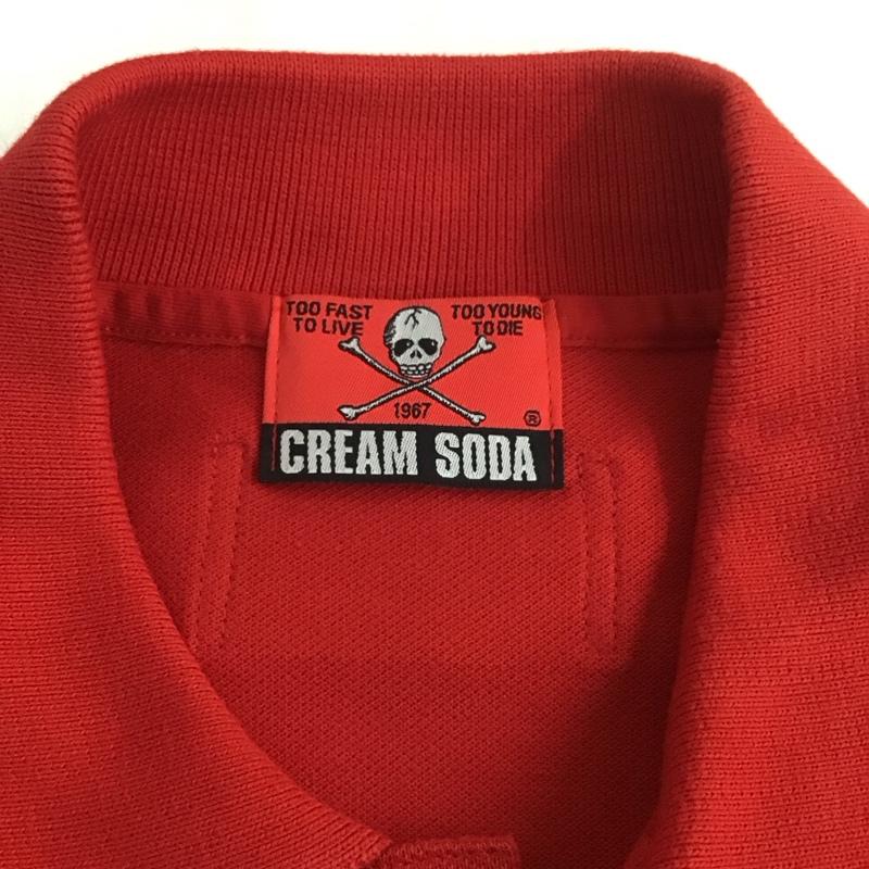 クリームソーダ CREAMSODA ポロシャツ 半袖 半袖ポロシャツ カラーシャツ 半袖カットソー S ロゴ、文字 赤 / レッド /  メンズ USED 古着 中古 10113115
