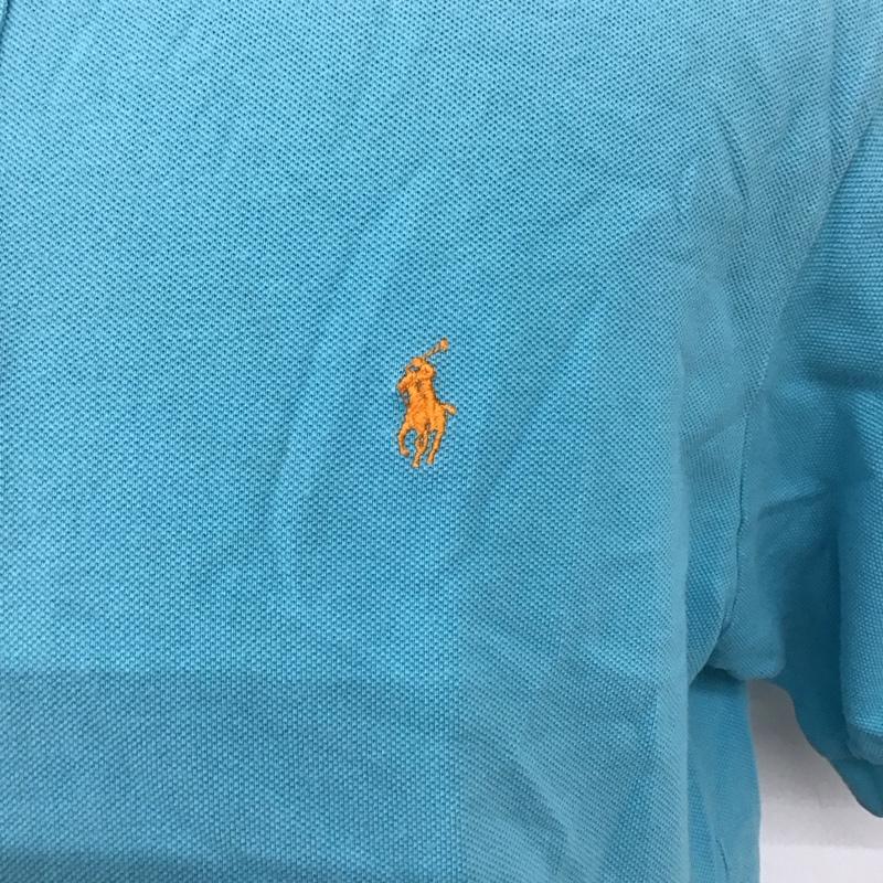 ポロバイラルフローレン Polo by RALPH LAUREN ポロシャツ 半袖 半袖ポロシャツ カラーシャツ 半袖カットソー L ロゴ、文字 水色 / ライトブルー /  メンズ USED 古着 中古 10112148
