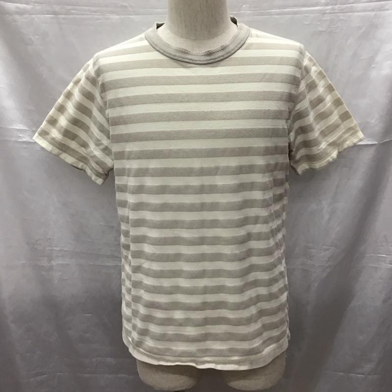 ナノユニバース nano・universe Tシャツ 半袖 半袖カットソー プリントTシャツ クルーネックカットソー L ボーダー柄 ベージュ / ベージュ /  メンズ USED 古着 中古 10116173