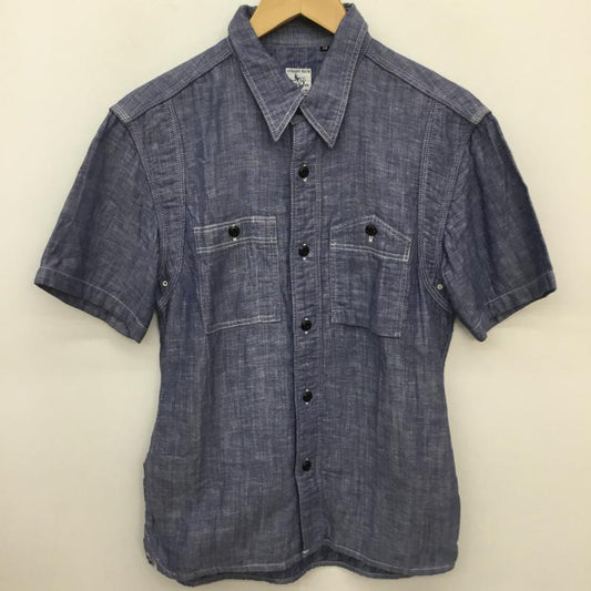 アールジェイビー R.J.B シャツ、ブラウス 半袖 THE FLAT HEAD STEADY BLUE シャンブレー ワーク シャツ 半袖 38 無地 青 / ブルー /  メンズ USED 古着 中古 10129790