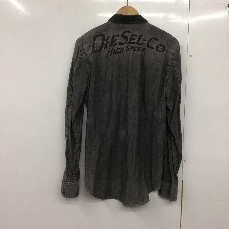 ディーゼル DIESEL シャツ、ブラウス 長袖 長袖シャツ 無地シャツ カラーシャツ L ロゴ、文字 灰 / グレー /  メンズ USED 古着 中古 10144182