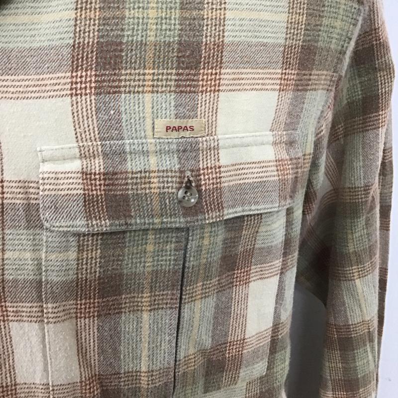 パパス PAPAS シャツ、ブラウス 長袖 長袖シャツ チェックシャツ カラーシャツ L チェック マルチカラー / マルチカラー /  メンズ USED 古着 中古 10126231