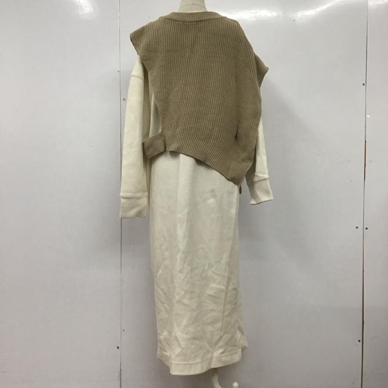 ニコアンド niko and... ワンピース ロングスカート m211sh12sb 長袖ワンピース クルーネックワンピース ロングワンピース M 無地 白 / ホワイト / X ベージュ / ベージュ /  レディース USED 古着 中古 10109009
