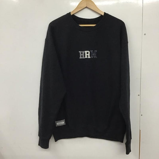ハリウッドランチマーケット HRMARKET トレーナー 長袖 長袖トレーナー スウェット クルーネック プルオーバー L ロゴ、文字 黒 / ブラック /  メンズ USED 古着 中古 10132681