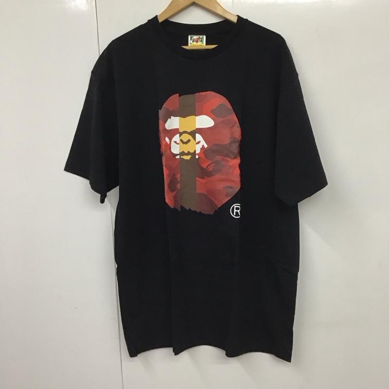 ベイプ BAPE Tシャツ 半袖 半袖カットソー プリントTシャツ クルーネックカットソー XXL プリント 黒 / ブラック /  メンズ USED 古着 中古 10130682